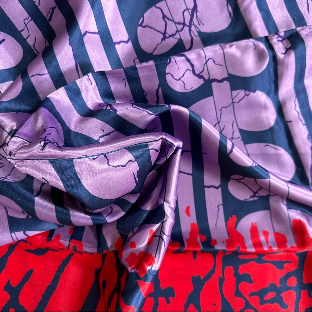 African Print, Satin Fabric - Purple, Blue, Red, Green "Malia", 4 Yards